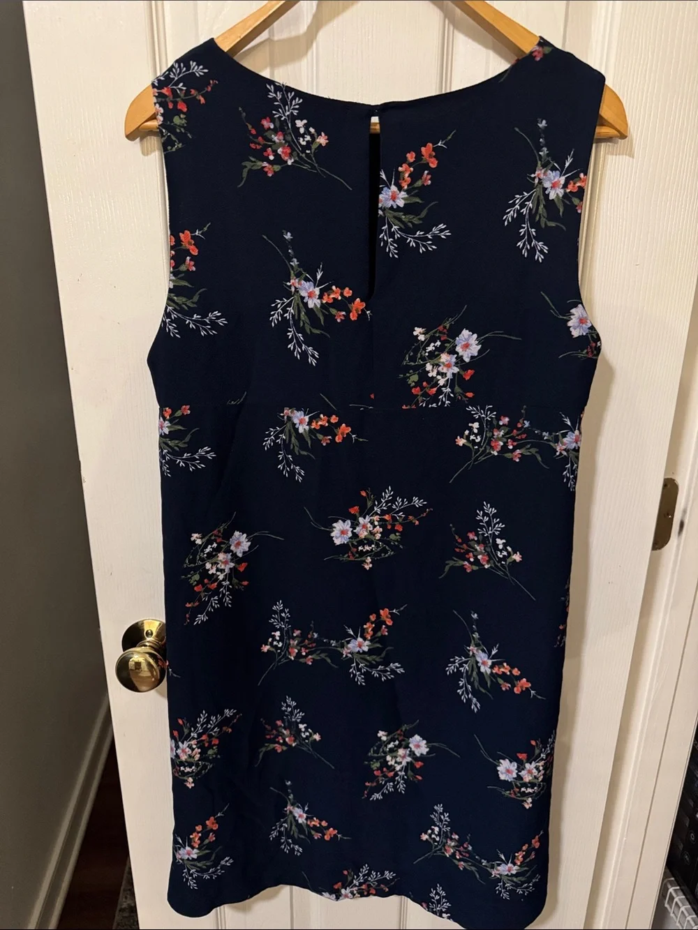 Gibson Navy Floral Sleeveless Dress with White & Orange Blooms